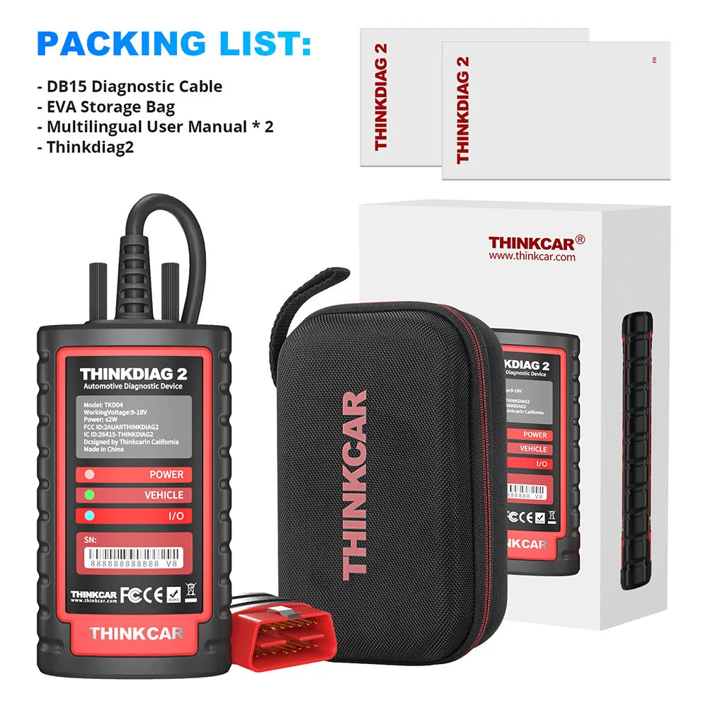 THINKCAR Thinkdiag 2 OBD2 Scanner Support CAN FD Protocols Fit For GM Car Brands Free Full Softwares 16 Reset Functions ECU Code