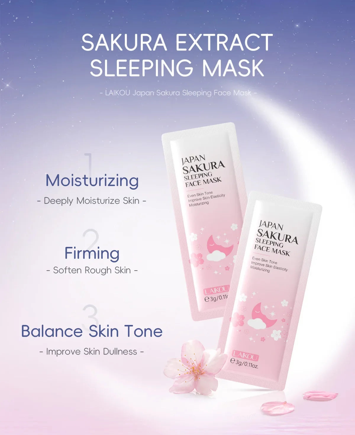 LAIKOU 7PCS Sleeping Face Mask Set Snail Matcha Seaweed Sakura Centella Green Tea Skin Care Moisturizing Repairing Night Mask