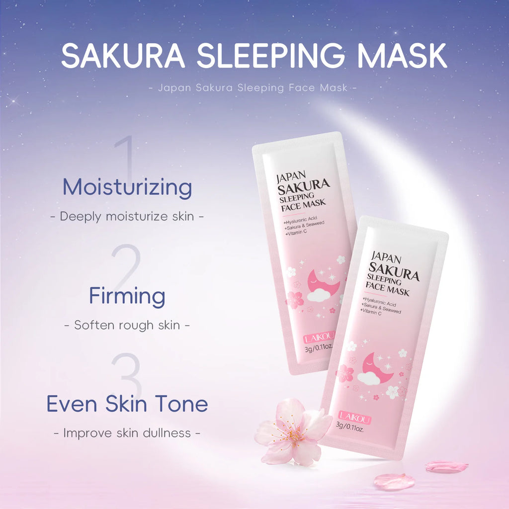 LAIKOU 7PCS Sleeping Face Mask Set Snail Matcha Seaweed Sakura Centella Green Tea Skin Care Moisturizing Repairing Night Mask