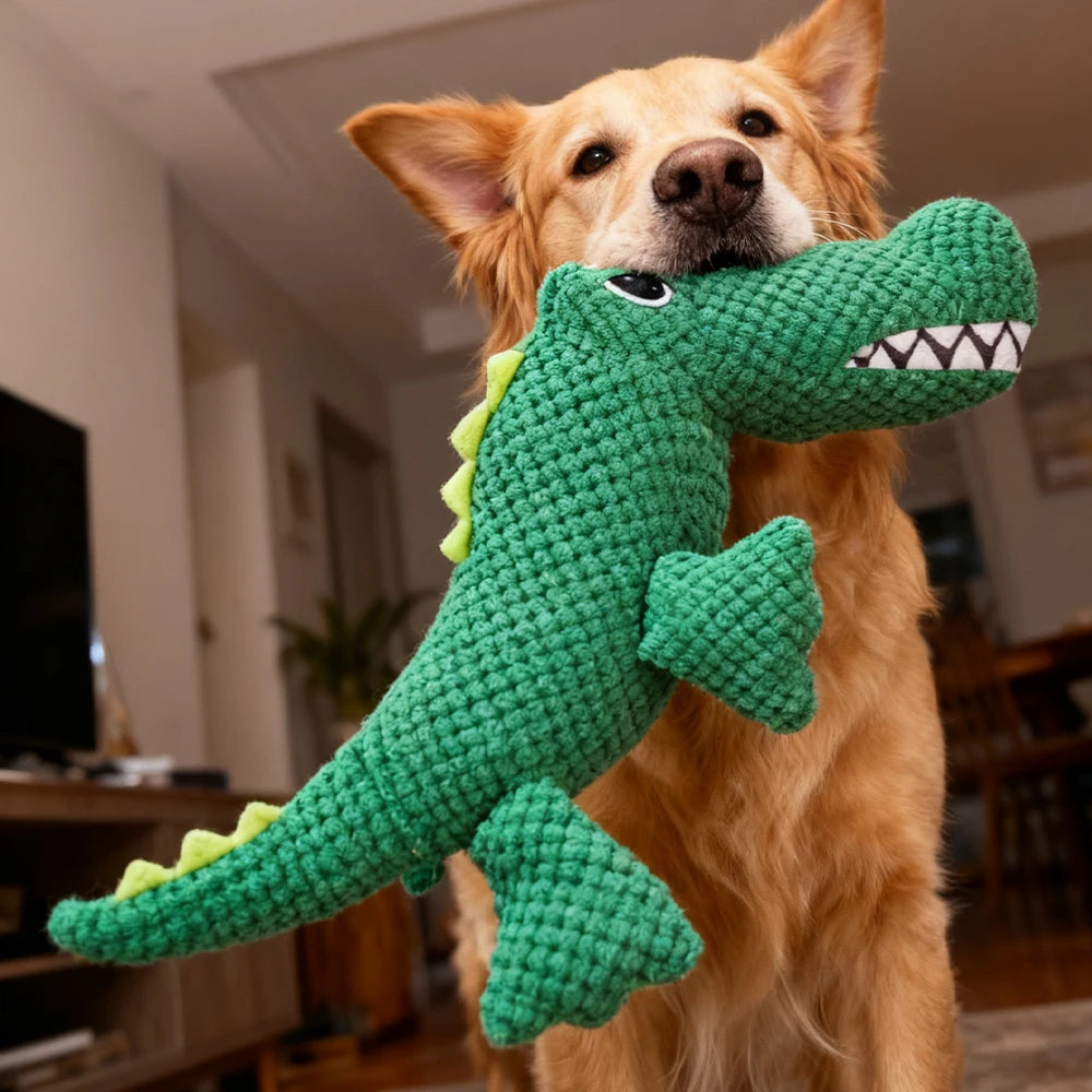 Dinosaur Squeaky Plush Chew Toy for Dogs & Cats