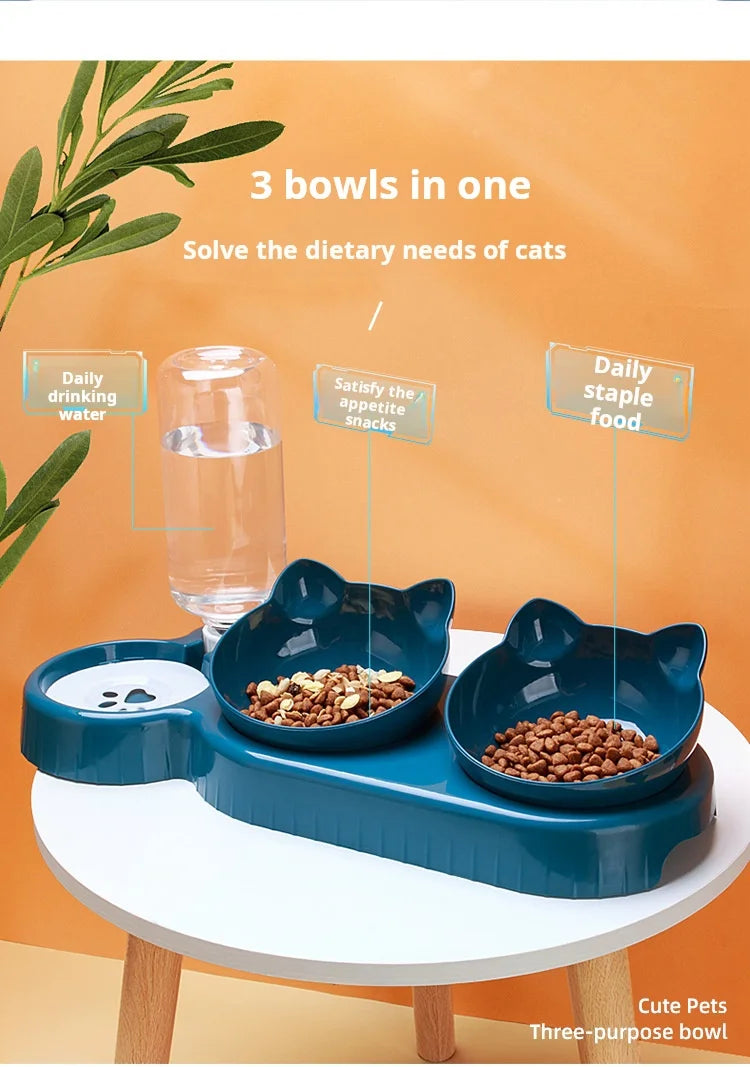 3-in-1 Gravity Pet Water & Food Bowl Set