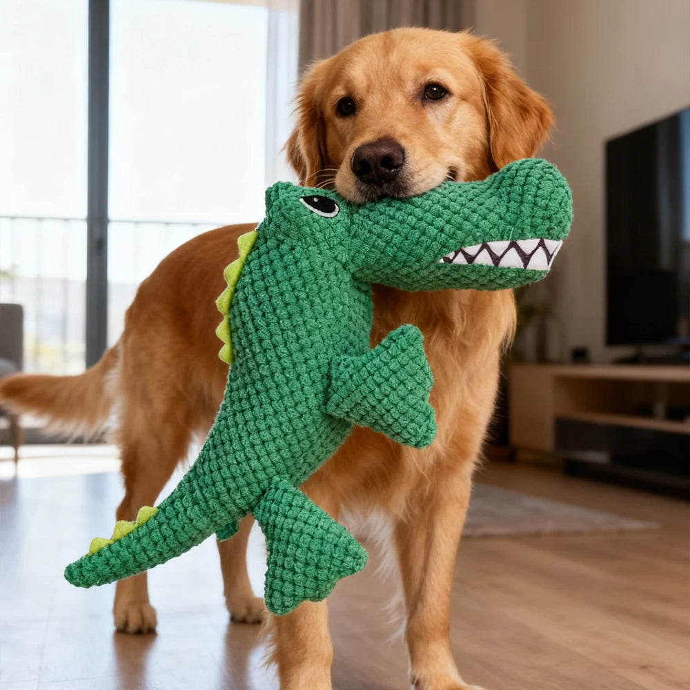 Dinosaur Squeaky Plush Chew Toy for Dogs & Cats