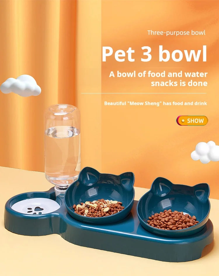 3-in-1 Gravity Pet Water & Food Bowl Set