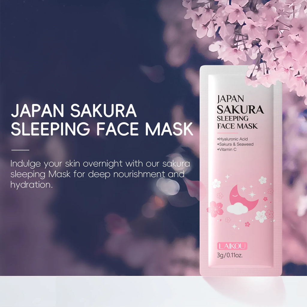 LAIKOU 7PCS Sleeping Face Mask Set Snail Matcha Seaweed Sakura Centella Green Tea Skin Care Moisturizing Repairing Night Mask