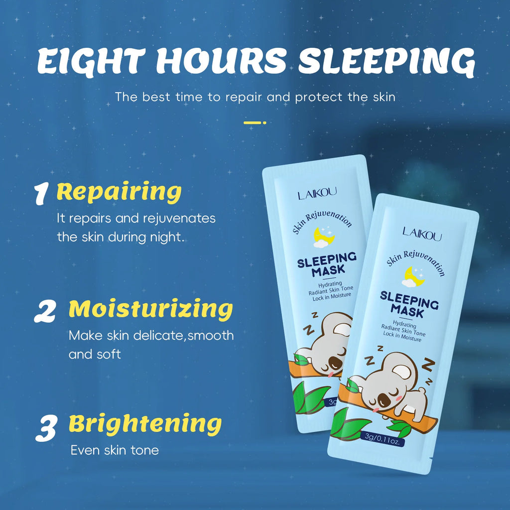 LAIKOU 7PCS Sleeping Face Mask Set Snail Matcha Seaweed Sakura Centella Green Tea Skin Care Moisturizing Repairing Night Mask