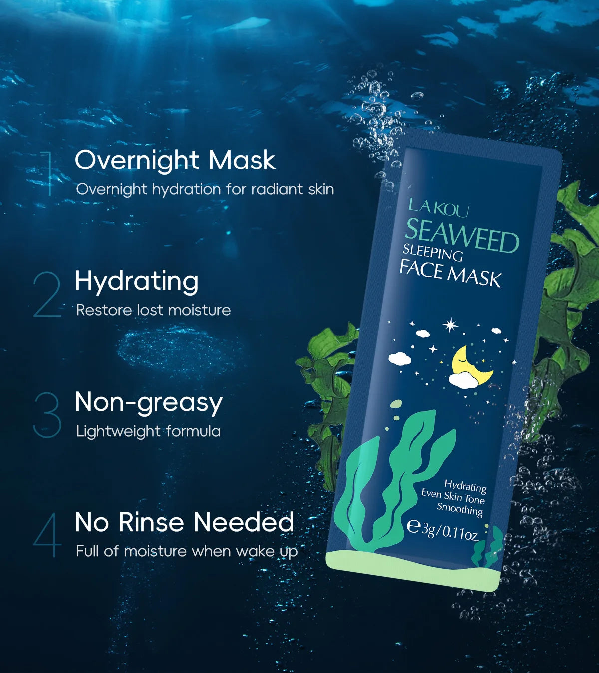 LAIKOU 7PCS Sleeping Face Mask Set Snail Matcha Seaweed Sakura Centella Green Tea Skin Care Moisturizing Repairing Night Mask