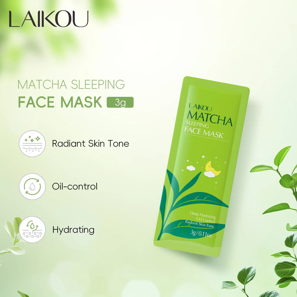LAIKOU 7PCS Sleeping Face Mask Set Snail Matcha Seaweed Sakura Centella Green Tea Skin Care Moisturizing Repairing Night Mask