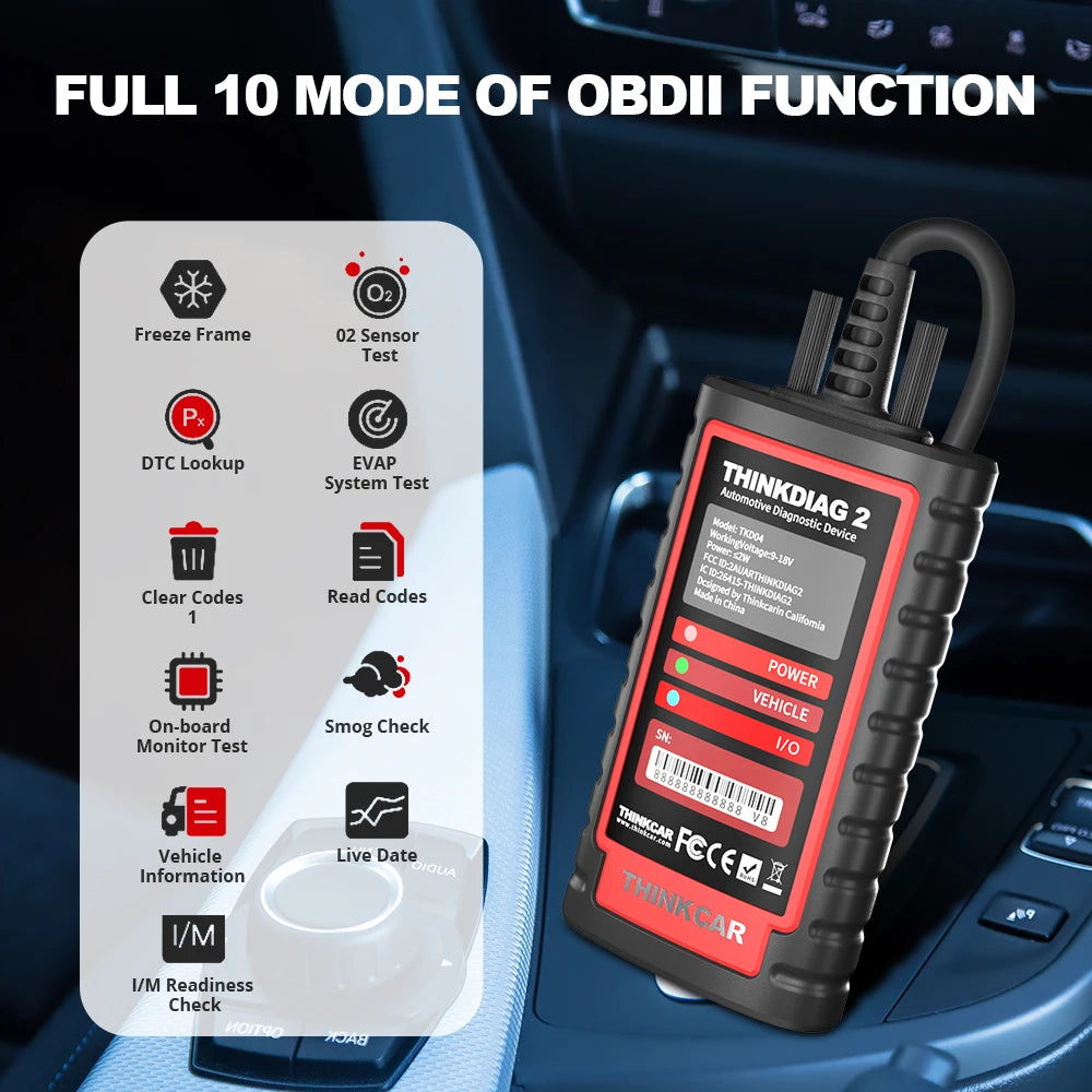 THINKCAR Thinkdiag 2 OBD2 Scanner Support CAN FD Protocols Fit For GM Car Brands Free Full Softwares 16 Reset Functions ECU Code