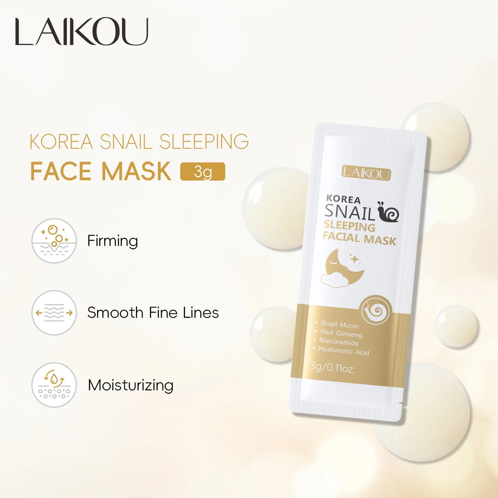 LAIKOU 7PCS Sleeping Face Mask Set Snail Matcha Seaweed Sakura Centella Green Tea Skin Care Moisturizing Repairing Night Mask